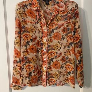 VINTAGE Floral Button-Up Blouse 1990s